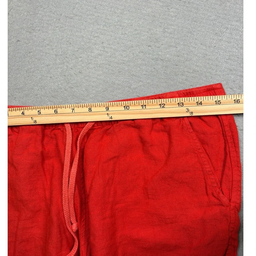 Alex Crane Bo Shorts Mens Medium Red/Orange 100% Linen Drawstring Summer Shorts